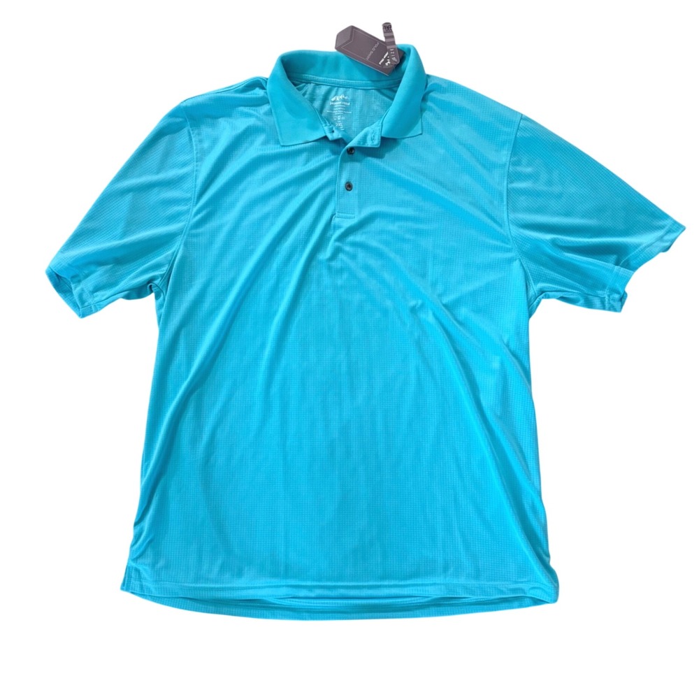Jackson Hole Mens 2XL Polo Shirt Light Blue Textured Golf Performance